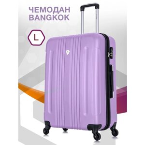 Чемодан L'case, поликарбонат, ABS-пластик, увеличение объема, рифленая поверхность, опорные ножки на боковой стенке, 104 л, размер L, фиолетовый