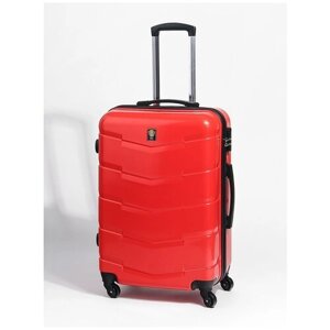 Чемодан Sun Voyage, ABS-пластик, рифленая поверхность, износостойкий, опорные ножки на боковой стенке, 68 л, размер M, красный