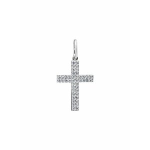CORDE Серебряная подвеска - крест с натуральными бриллиантами, серебро 925 проба.