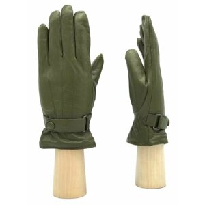 Демисезонные мужские кожаные перчатки на шерстяной трикотажной подкладке Kasablanka , Цвет Хаки/Оливковый/Темно-зеленый, Размер 10,5