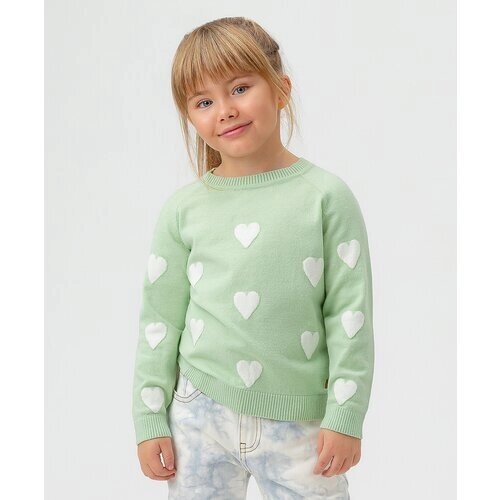 Джемпер с модным принтом светло-зеленый Button Blue, для девочек, размер 122, мод 123BBGMC31014815