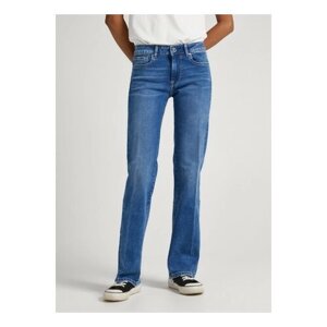Джинсы клеш Pepe Jeans, прямые, средняя посадка, стрейч, размер 28/32, голубой