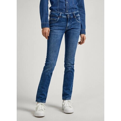 Джинсы Pepe Jeans, полуприлегающие, средняя посадка, стрейч, размер 25/32, синий