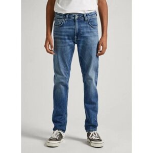 Джинсы Pepe Jeans, прилегающий силуэт, средняя посадка, размер 31/34, голубой