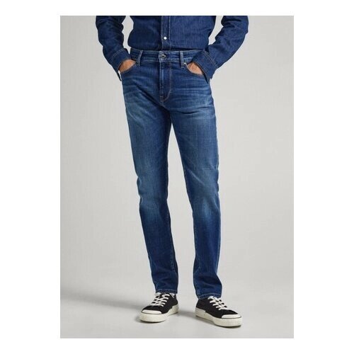 Джинсы Pepe Jeans, прямой силуэт, средняя посадка, размер 33/32, синий