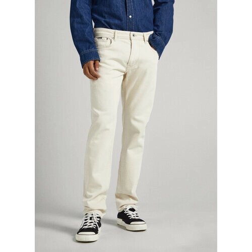 Джинсы Pepe Jeans, прямой силуэт, средняя посадка, стрейч, размер 34/34, белый