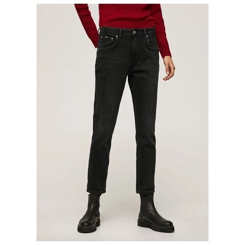 Джинсы зауженные Pepe Jeans, полуприлегающие, завышенная посадка, стрейч, размер 29, черный