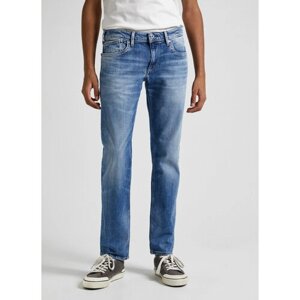 Джинсы зауженные Pepe Jeans, полуприлегающий силуэт, низкая посадка, стрейч, размер 32/32, голубой