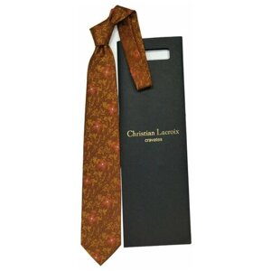 Галстук Christian Lacroix, натуральный шелк, широкий, для мужчин, коричневый