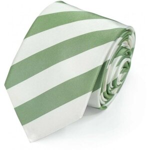 Галстук Rene Lezard, натуральный шелк, в полоску, для мужчин, белый, зеленый