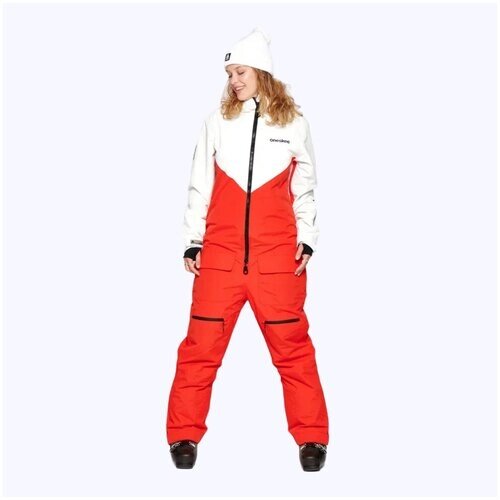 Горнолыжный комбинезон oneskee, зимний, силуэт полуприлегающий, карманы, карман для ски-пасса, капюшон, мембранный, утепленный, размер XS, красный