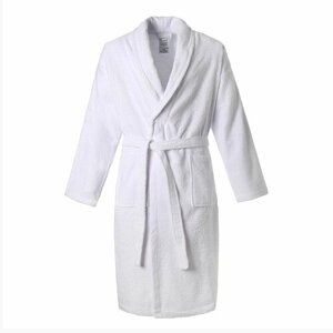 Халат Этель, длинный рукав, банный халат, пояс/ремень, размер 56-58, белый