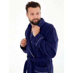 Халат Everliness, длинный рукав, банный халат, пояс/ремень, карманы, размер 48, фиолетовый