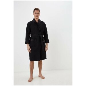 Халат Sofi De MarkO, длинный рукав, банный халат, пояс/ремень, размер L, черный