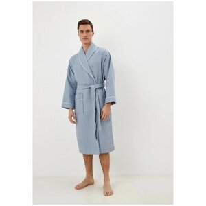 Халат Sofi De MarkO, длинный рукав, карманы, банный халат, пояс/ремень, размер M, синий