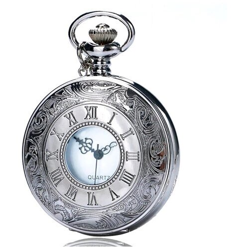 Карманные часы YISUYA, кварцевые, нержавеющая сталь, с секундной стрелкой, с крышкой, на цепочке, серебряный