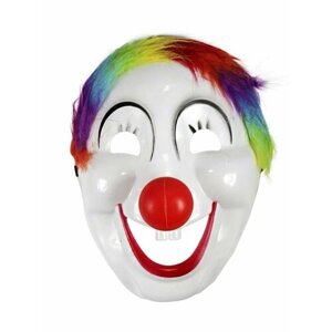 Карнавальная маска клоуна с цветными волосами