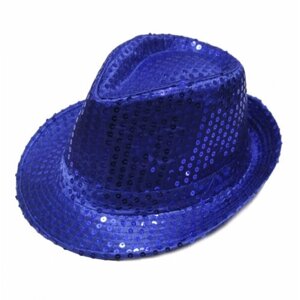 Карнавальная шляпа блестящая с пайетками "Диско", цвет синий