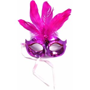 Карнавальная венецианская маска металлик с перьями