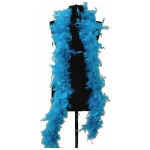 Карнавальное боа из перьев индейки и курицы, 190 см, голубое, для украшения одежды, интерьера, для танцев, 1 штука