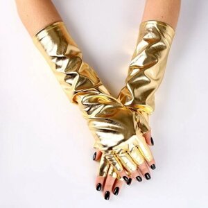 Карнавальный аксессуар-перчатки без пальцев, цвет золото