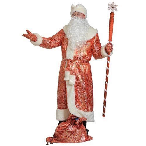 Карнавальный костюм "Дед Мороз"парча красный) ВЗР, размер ХL (56-58/188), серия "Новый Год"