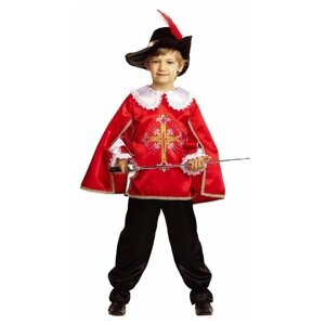 Карнавальный костюм детский 7003-2 мушкетер красный р. 122-64 для мальчиков, на утренник, на Хэллоуин, на новый год, на праздник, для сценок.