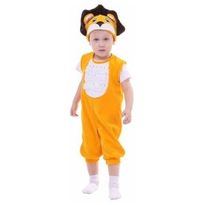 Карнавальный костюм для мальчика "Лев" от 1,5-3-х лет, велюр, 2 предмета: комбинезон, шапка