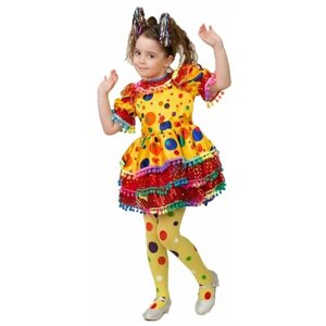 Карнавальный костюм «Хлопушка», сатин, платье, ободок, р. 32, рост 128 см