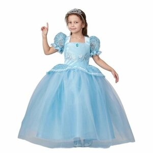 Карнавальный костюм «Принцесса Золушка», голубой, платье, диадема, рост 122–164 см