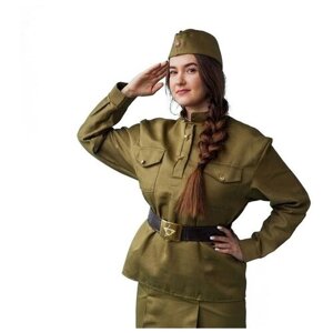Карнавальный костюм "Солдаточка", пилотка, гимнастерка, ремень, размер 52-54 4822575