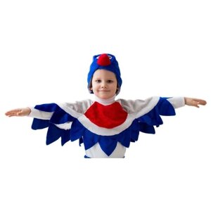 Карнавальный костюм Страна Карнавалия "Снегирь", шапка, воротник с крыльями, 5-7 лет, рост 122-134 см