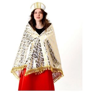 Карнавальный набор платок, кокошник, золото на белом 9484243