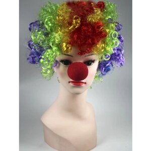 Карнавальный парик клоуна с носиком
