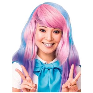 Карнавальный парик женский из искусственного волоса Riota Единорог Супер-медиум Нежная пастель, розовый/фиолетовый/голубой, 50 см