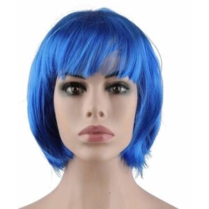 Карнавальный праздничный парик из искусственного волоса Riota Каре, 110 гр, синий, 1 шт.