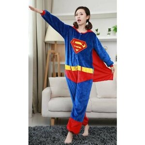 Кигуруми Супермен, размер 155-165, красный, синий