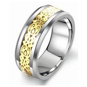 Кольцо 2beMan, нержавеющая сталь, филигрань, размер 21.5, золотой, серебряный
