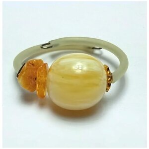 Кольцо AV Jewelry, янтарь, безразмерное, желтый, оранжевый
