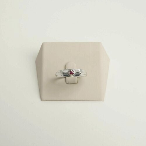 Кольцо CORDE Серебряная печатка (серебряное кольцо) с натуральным рубином, серебро, 925 проба, родирование, рубин, размер 20, розовый