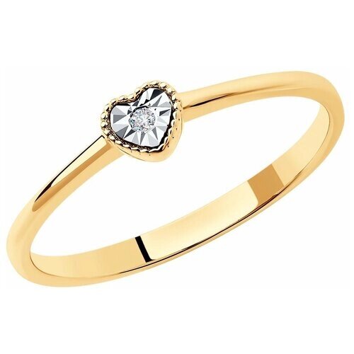 Кольцо Diamant, комбинированное золото, 585 проба, бриллиант, размер 15.5