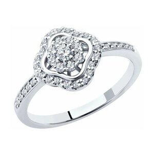 Кольцо Diamant online, белое золото, 585 проба, бриллиант, размер 18