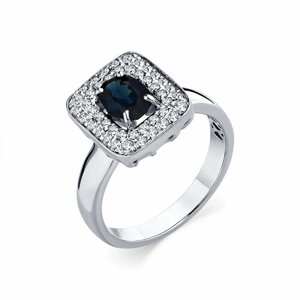Кольцо Diamant online, белое золото, 585 проба, бриллиант, сапфир, размер 17