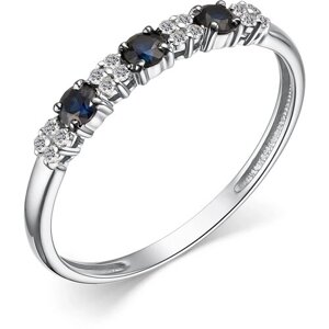 Кольцо Diamant online, белое золото, 585 проба, бриллиант, сапфир, размер 18