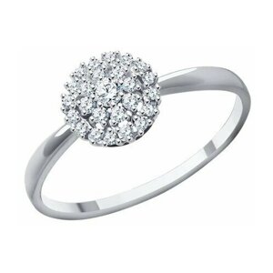 Кольцо Diamant online, белое золото, 585 проба, фианит, размер 17