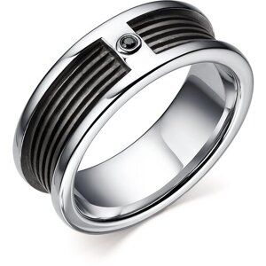 Кольцо Diamant online, серебро, 925 проба, бриллиант, размер 19.5, черный
