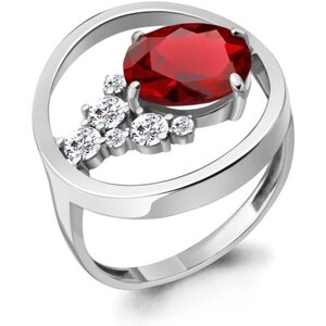 Кольцо Diamant online, серебро, 925 проба, фианит, гранат, размер 19