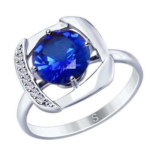 Кольцо Diamant online, серебро, 925 проба, фианит, корунд, размер 17