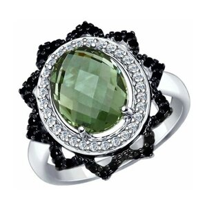 Кольцо Diamant online, серебро, 925 проба, фианит, кварц, размер 17.5