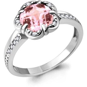 Кольцо Diamant online, серебро, 925 проба, фианит, морганит, размер 18